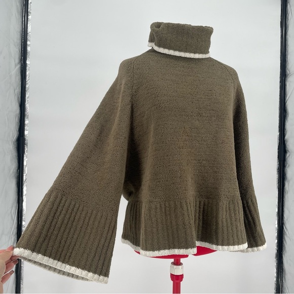 Y2K Julep Olive Green Oversized Slouchy Turtle Neck Fuzzy Knit Sweater - Picture 3 of 8